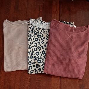 Ekouaer Waffle Knit Short Sleeve Tunic